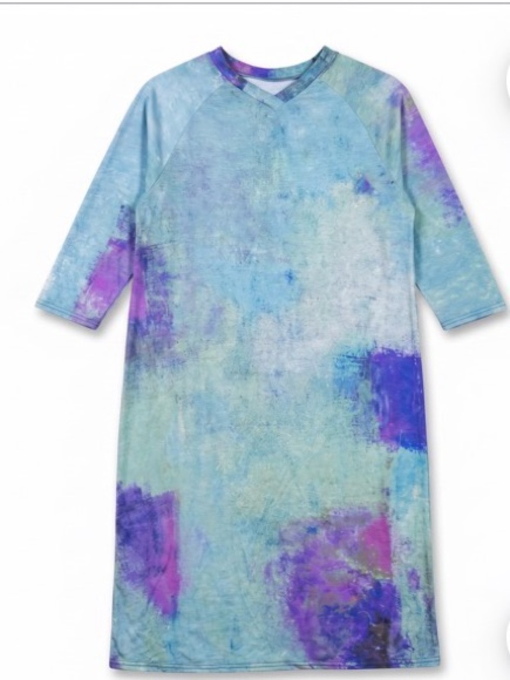 3 Potato Abstract Print Tunic Dress Blue Purple size Medium